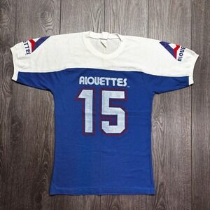 Vintage Montreal Alouettes CFL Jersey T-Shirt Blue White Number 15 Small